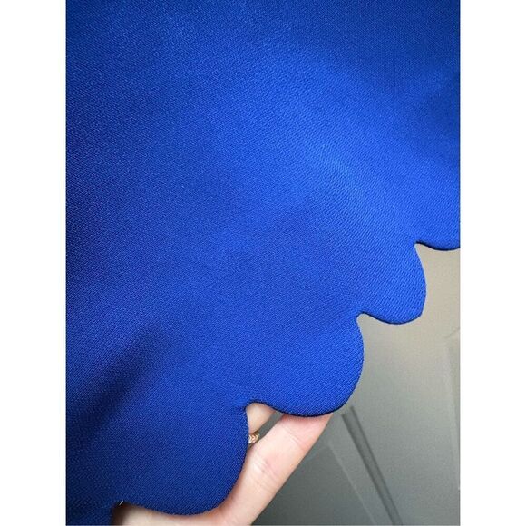 Anthropologie Blue Scalloped Hem Mini Dress‎ Short Puff Sleeve Party - Picture 3 of 12